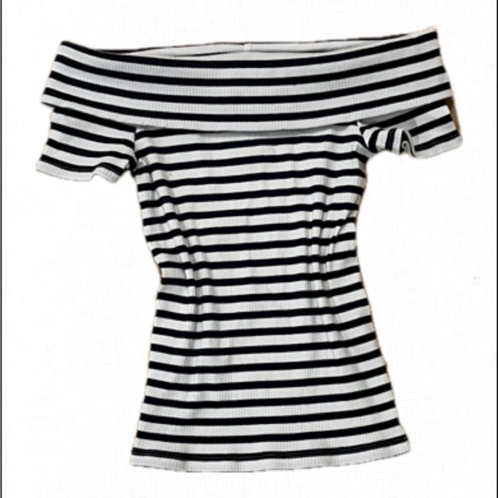 LOFT off shoulder striped short sleeve